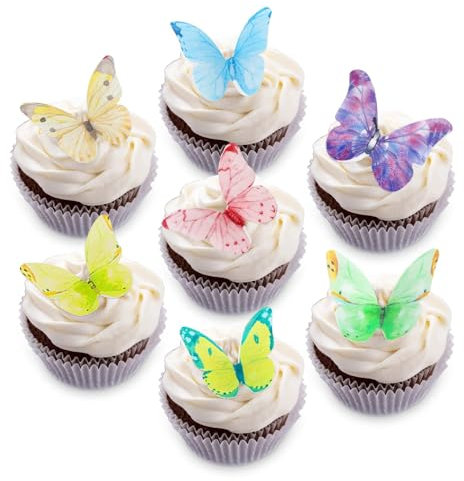 Morofme Edible Butterfly Cake Cupcake Topper Edible Wafer Paper Butterflies Edible Butterfly Cake Cupcake Decoration 40pcs