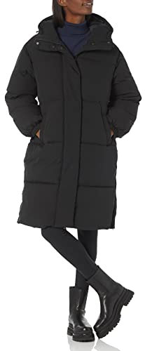 Amazon Essentials Doudoune Longue Surdimensionnée À Capuche (Disponible en Grande Taille) Femme, Noir, XXL