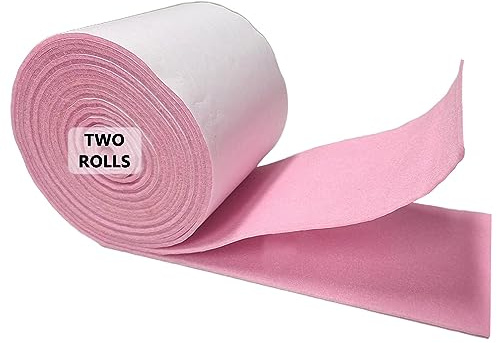 Jtnohx Self Adhesive Felt Roll Sticky Felt Fabric Sticky Rolls Pink 2Pcs | 1.4mm Thick Soft Fabric with Adhesive Backing 10cmx2.5m Felt Tape for Crafts, Picture Frame, Furniture(Pink)