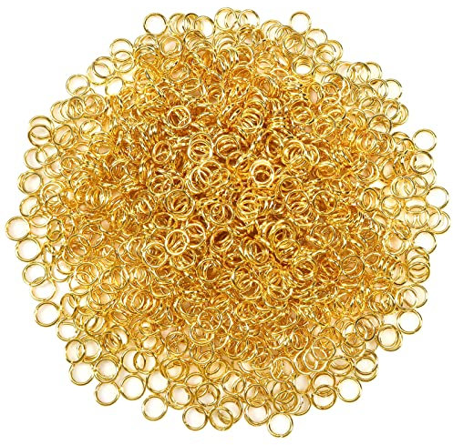 TOAOB 1000 Stück Jump Ringe Spaltringe Gold 4mm Metall Kettenringe Biegeringe mit Ring Öffner für Halsketten Armband DIY Schmuckherstellung