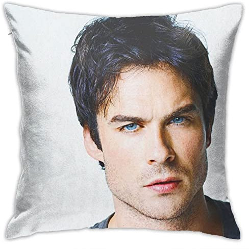 DJNGN Ian-Somerhalder Überwurf-Kissenbezug, quadratischer Kissenbezug, Kissenbezug für Sofa, Couch, Schlafzimmer, Wohnzimmer, Büro, Zuhause, Auto, Dekoration, 45,7 x 45,7 cm