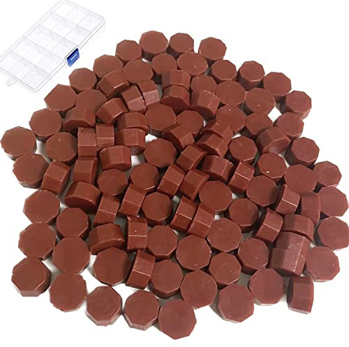 YOKIOU 220 Stück Siegelwachs Perlen Rot Siegel Perlen Set Wachs Siegel Stempel Umschlägen für Basteln von Briefmarken Geschenkverpackung (red 1)