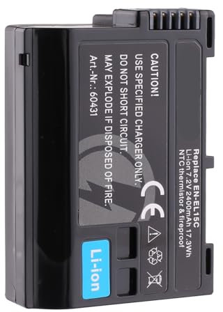 Akku kompartibel mit Nikon EN-EL-15c, für 1V1, D500, D600, D610, D750, D800, Z7II, Z5, Z6, Z7, Z8, Z9, EN-EL15, EN-EL15b, 7.2V, 2400mAh