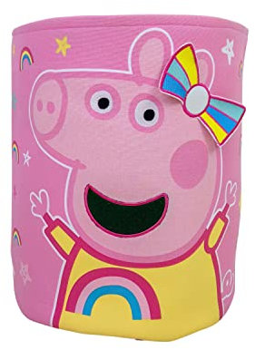 Character World Peppa Pig Official Storage Bin | Bowstar Design, Toy Box Laundry Basket | Organiser For Children's Bedroom, Kids Playroom | 38 x 31 x 31cm Cotton Canvas