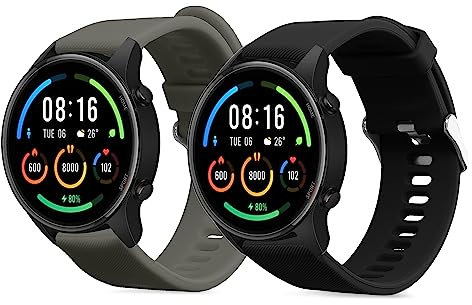 kwmobile 2X Sportarmband kompatibel mit Xiaomi Mi Watch/Mi Watch Color Sport Armband - Fitnesstracker Band Set aus TPU Silikon