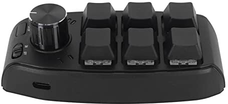 AMONIDA Mini Mechanical Keyboard, Ergonomic Design 6 Keys 1 Red Switch Button Solid ABS Mini Programmable Gaming Keyboard for Media (Wireless BT(Inbuilt 200mAh Battery Included))