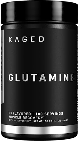 Kaged Muscle, L-Glutamine Powder 500 Gram, Vegan, Support Muscle Recovery, Post Workout, Glutamine, Banned-Substance Free, Unflavored, 100 Servings