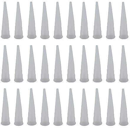 RLECS 30PCS Glass Glue Nozzle Sealing Nozzle Soft Silicone Caulking Gun Extension Tool for Sausage Caulking Gun Nozzle Applicator 10cm/3.93inch (White)