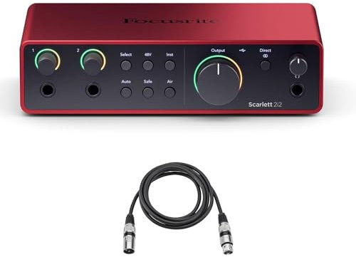 Scarlett 2i2 4th Gen USB Interface with Software Suite Bundle With H&A 10' XLR Cable