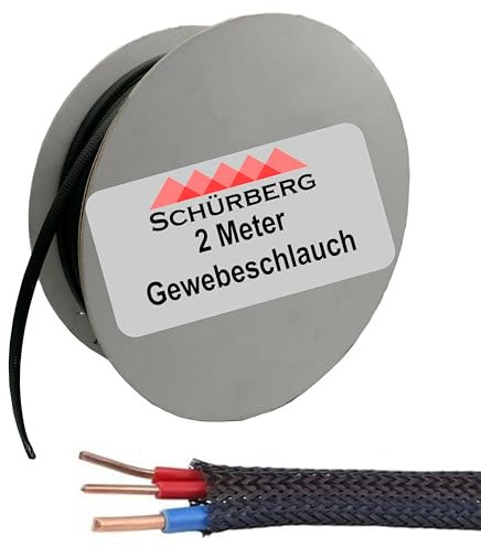 2 Meter Gewebeschlauch Durchmesser 4 mm Geflechtschlauch für Kabel, Leitungen | 9 Größen von 4mm bis 25mm | 2, 5, 10, 25 Meter zur Auswahl