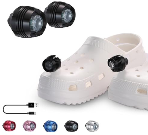 RAHAN Wiederaufladbare LED-Schuh-Scheinwerfer, 2 Stück, Schwarz, IPX5 wasserdicht, für Spaziergänge mit dem Hund, Camping, Laufen