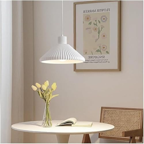 Resin Art Pendant Light Hanging Ceiling Light Compatible with Foyer Hall Lighting Cream Wind Cone Shade Chandelier Lamp,Modern Light