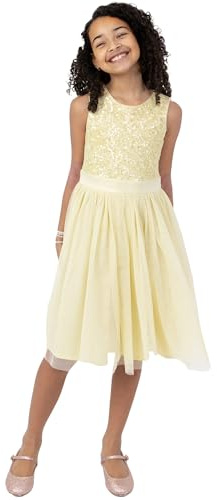 Maya Deluxe Mädchen Maya Deluxe Kleid Mädchen Paillettenverziertes Hochzeit und Geburtstag Festlich mit Bandschleife Brautjungfernkleid Kleid (1er Pack)