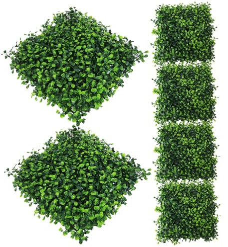 Jardin Vertical 6 Piezas 10 X 10 '' Pared CéSped Artificial Paneles Boj Pared Verde Anti-UV Resistentes A DecoloracióN TelóN Fondo Pared Hierba Verde Que Cubre Privacidad