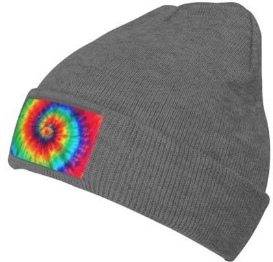 FRGMNT Batik-Mützen mit Hippie-Druck für den Winter, lässige Beanies für Damen und Herren, gestrickte warme Wintermützen für Damen, Deep Heather, One size