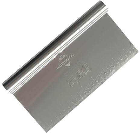 Midgreyeye Grande Grattoir À Pâte En Acier Inoxydable Avec Échelle De Mesure,coupe Pate,pizza, Spatule À Pâte - coupe De Cuisine Pour Gâteaux, Cakes, Pizzas, Tartes, Dough(22 * 12,5cm)