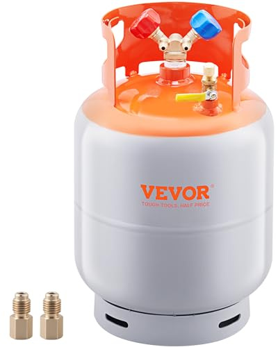 VEVOR Botella de recuperación de refrigerante Cilindro de refrigerante Reutilizable de 30 lbs 400 PSI Resistente a Alta presión a Prueba de explosiones y Fugas para Almacenamiento de Gas refrigerante
