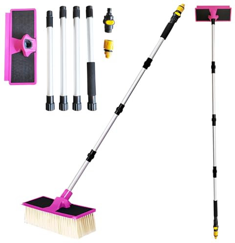 Spazzola di lavaggio con manico telescopico, spazzola di lavaggio con attacco dell'acqua, spazzola di lavaggio auto con manico telescopico, spazzola di lavaggio auto, spazzola telescopica per lavaggio