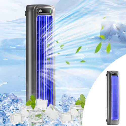 Ventilateur Colonne Silencieux pour Grande Chambre Moins de 32 dB,3 Vitesses de Vent,LED Ventilateur de Refroidissement sur pied, 12 Heures de Batterie de 2000mAh,Ventilateurs usb (A-1Pc)