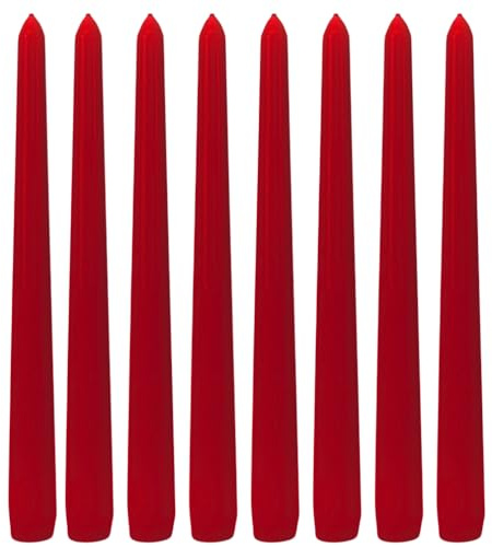 Dekohelden24 Spitzkerzen, Stabkerzen, Tafelkerzen, Tischkerzen, Leuchterkerzen im 8er Set in Rot, Lieferumfang 8 Stück, Größe: H/Ø ca. 25 x 2 cm.