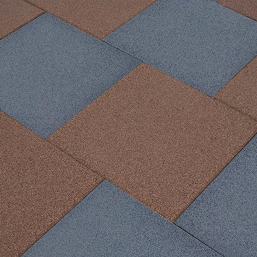 Lot de 6 dalles de protection contre les chutes en caoutchouc Gris 50 x 50 x 3 cm