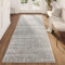 TAPISO Valley Teppichläufer Vintage, Kurzflor Hellgrau Blumen Streifen Used Effekt Meliert Verwischt, für Flur, Wohnzimmer, Schlafzimmer, Esszimmer – Eleganter TeppichLäufer – 80 x 400 cm
