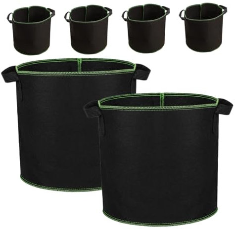 IWOWHERO Fabric Planting Containers 6pcs Grow Bag Trays for Potatoes Carrots Tomatoes Flowers