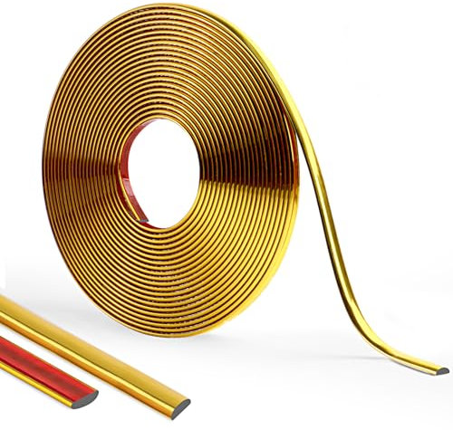 1000cm Flexible Moulure Murale Brillant, Moulure Decorative ImperméAble, Doux Moulure Adhesive,Garniture de moulure Pour Mur, Miroir, Plafond, Carrelage Bord, Porte Et Armoire (8mm - Or)