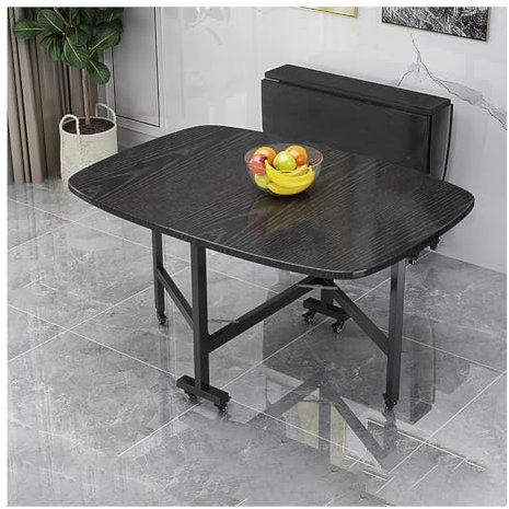 Klappbarer Küchentisch mit Tropfenblatt-Design und Rollen, verstellbarer Arbeitsplatz, Schreibtisch für PC, Laptop, Esszimmer, platzsparend und tragbar (Weiß, 120 x 80 cm)