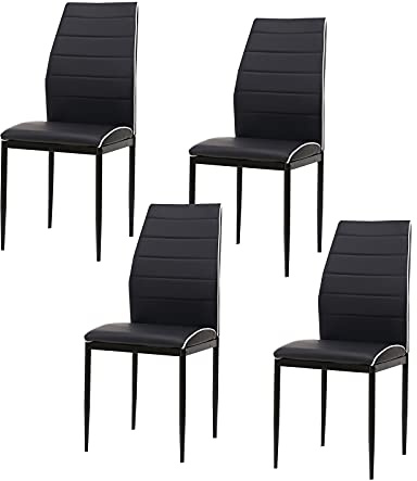 HTI living Esszimmerstuhl Madison Kunstleder Schwarz 4er-Set Polsterstuhl
