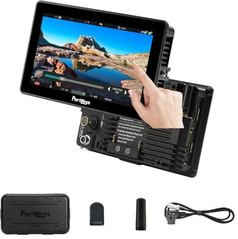 Portkeys BM5IV WR 5.5 2000nit Camera Control Field Monitor, Touchscreen Dual Screen Wireless Control Monitor for Sony Canon RED ARRI ZCAM Nikon BMPCC, Rec.709 Color Gamut Manual Log Mode(No Battery)