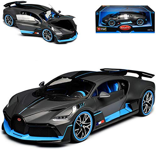 alles-meine.de GmbH Bugatti Chiron Divo Coupe Grau Version Ab 2018 1/18 Burago Modell Auto mit individiuellem Wunschkennzeichen