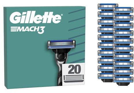 Gillette Mach3 Rasierklingen für Männer, 20 Original Gillette Ersatzklingen, Klingen für Herren mit Gleitstreifen für ein sanftes Gleiten und Klingenbeschichtung