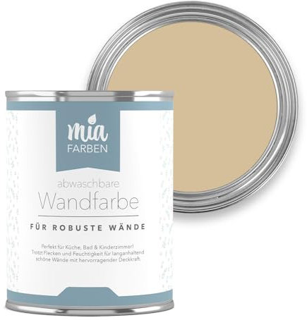 miafarben abwaschbare Wandfarbe für Wände & Tapeten 2,5L - sanfte, matte Farbtöne, hochdeckend (Mias Sandkorn)