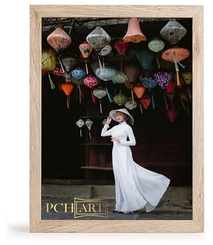 PCH[art] Cadre photo « Aliyah » - Couleur : chêne clair - Dimensions : 80 x 120 cm - Baguette de cadre de 30 mm au design épuré et tendance