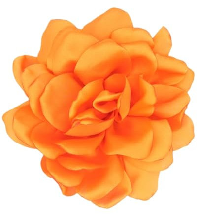 LOZTBUE 1 pièce de broche de fleurs de roses, grande broche de mousseline, pince à cheveux, classique, élégante, faite à la main, de fleurs, appropriée pour le mariage, la fête (Orange clair)