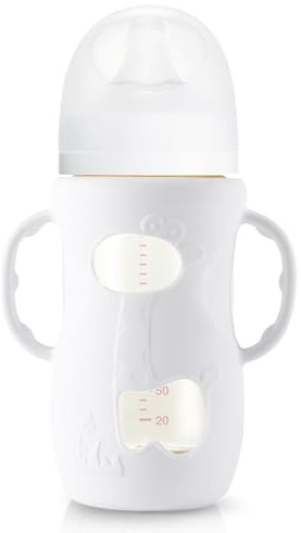Silikonhülle für Saugflaschen Fütter Still Antibruch Zubehör | Silikonhülle für Säuglings-Glasflasche mit Griffen Für Mädchen Kleinkinder Milch Milchpulver Reispaste Wasser Saft Unterwegs
