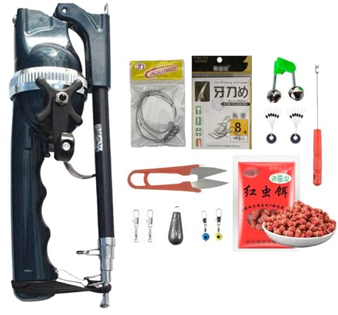 Caña plegable de fibra de vidrio para pesca de tamaño pequeño | Robusto kit de equipamiento ergonómico para señuelos portátiles para mujeres, hombres y mujeres