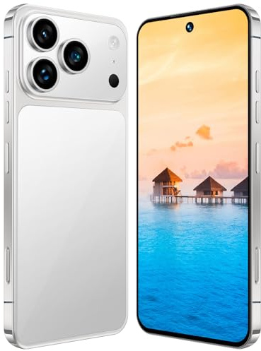 COTSRGT I17 Pro Max Unlocked Phone, Android 15.0 OS, 7.3-inch High-definition Screen Smartphone, 8000mAh Battery, 16GB RAM 1TB ROM Dual SIM Dual Standby Cellphone, Sim-Free Smart Phone,White-7.3 Inch