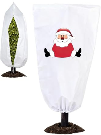 Bâche de protection contre le gel, protection solaire avec fermeture éclair - Design de Noël - Tissu de protection contre le gel pour plantes - Pour potager, arbuste, pelouse, arbre rose