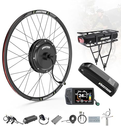 Varstrom 48V 1000W 1500W E-Bike Umbausatz, 26 27,5 28 29 Zoll 700C Vorderrad & Hinterrad Nabenmotor Kit mit Optionalem Display & Ebike Akku, E-Bike Heckmotor für Kassette & Scheibenbremse MTB CTB