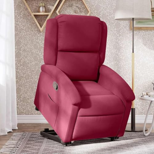 Runheo Relaxsessel mit Aufstehhilfe, Weinrot Samt, Elektrisch, Manuelle Liegefunktion, Bequemes Sitzerlebnis für Wohnzimmer, Schlafzimmer, 110 kg Tragfähigkeit
