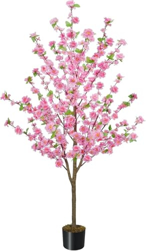 Albero di Ciliegio Artificiale 150 cm Piante Finte grande interno | Fiori Albero Ciliegio Artificiale in Vaso Pianta Artificiale da Interno per Primaverile Decorativi Casa Salotto Balcone