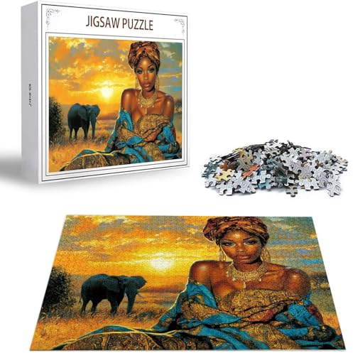 Puzzle 3000 Piezas Mujeres africanas Rompecabezas para Adultos, un Rompecabezas Desafiante, Juegos de Puzzle para Toda la Familia, Letras en la Parte Posterior, Decoración del Hogar Elefante B-204