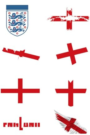 World Cup Football England Stickers, Waterproof England Flag Temporary Tattoos for World Cup, 16 Sheet Set Football Fan Face Stickers for Sports Events, Parties & Supporters