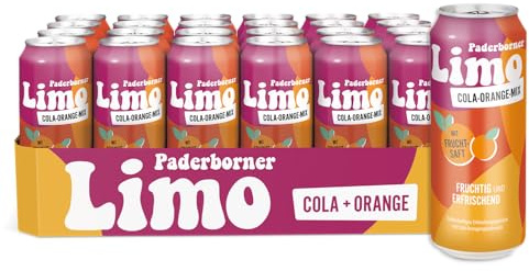 Paderborner Limo Cola-Mix Orange, Erfrischungsgetränk mit Cola & Orange, EINWEG (24 x 0.5 L Dose)