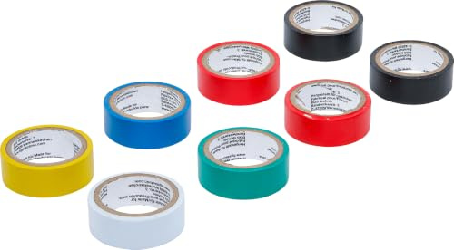 BGS Diy 80838 | Color Multi-Klebeband-Set | 18 mm x 3 m | 8-tlg. | PVC | Gemischte Farben | zum Markieren, Kennzeichnen und Bündeln von Kabeln | hohe Klebekraft | abriebfest