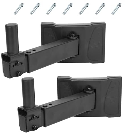 Support Mural Enceinte Heavy Duty 2 pièces, Charge Jusqu’à 75 kg | réglable, pour enceintes PA avec fixation 35 mm, support en acier longueur 34–42 cm