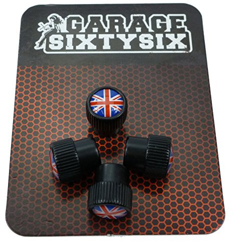 Garage-SixtySix 4 Ventilkappen Modell Chicago SCHWARZ Motiv: UK