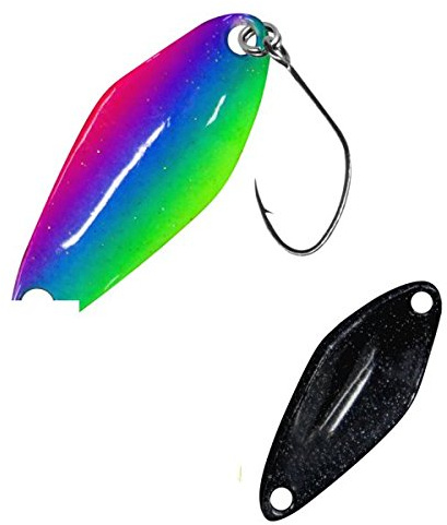FTM Spoon Tremo 2, 9cm - Forellenblinker zum Ultra Light Angeln auf Forellen, Forellenköder zum Spinnangeln, Spinnköder, Blinker, Farbe:grün-blau-Chartreuse/schwarz, Gewicht:0, 9g